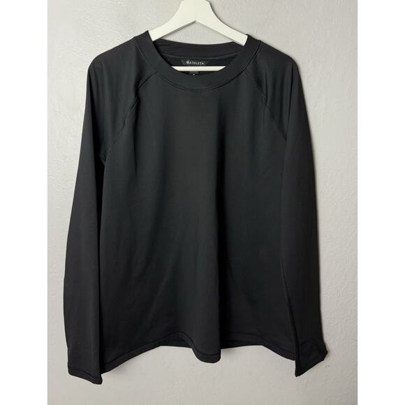 Athleta Whistler Pullover Top Black Size XL Crewneck Wicking Active - Picture 1 of 4